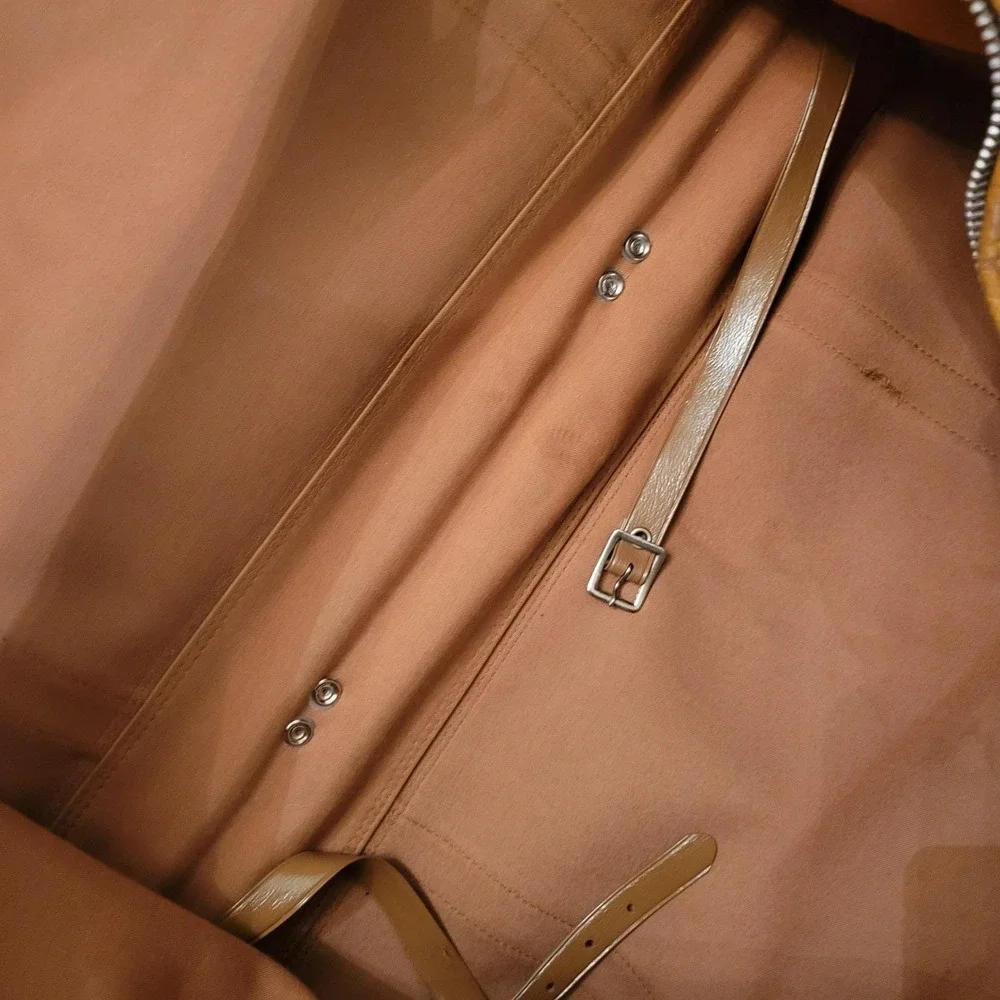 American Tourister Brown Leather Garment Bag Vintage‎ Suit Carrier Travel Keys